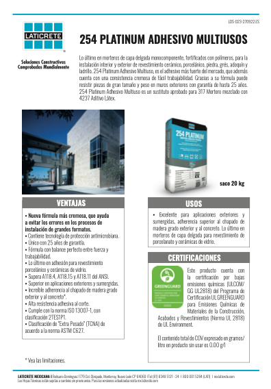 254 Platinum Adhesivo Multiusos